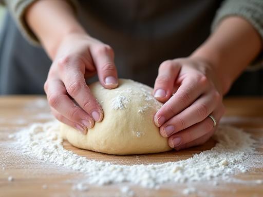 Attendees learning to shape sourdough bread