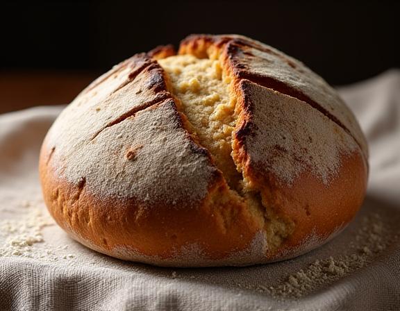 A perfectly scored artisan sourdough boule